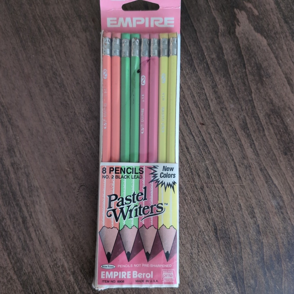 Empire Pastel Neon Pencils No. 2 USA Made Original Package NOS Vintage 80s 90s
